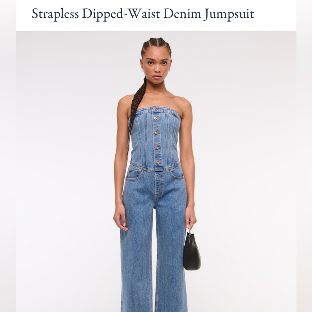 NWT! Abercrombie & fitch strapless denim jumpsuit size small petite
